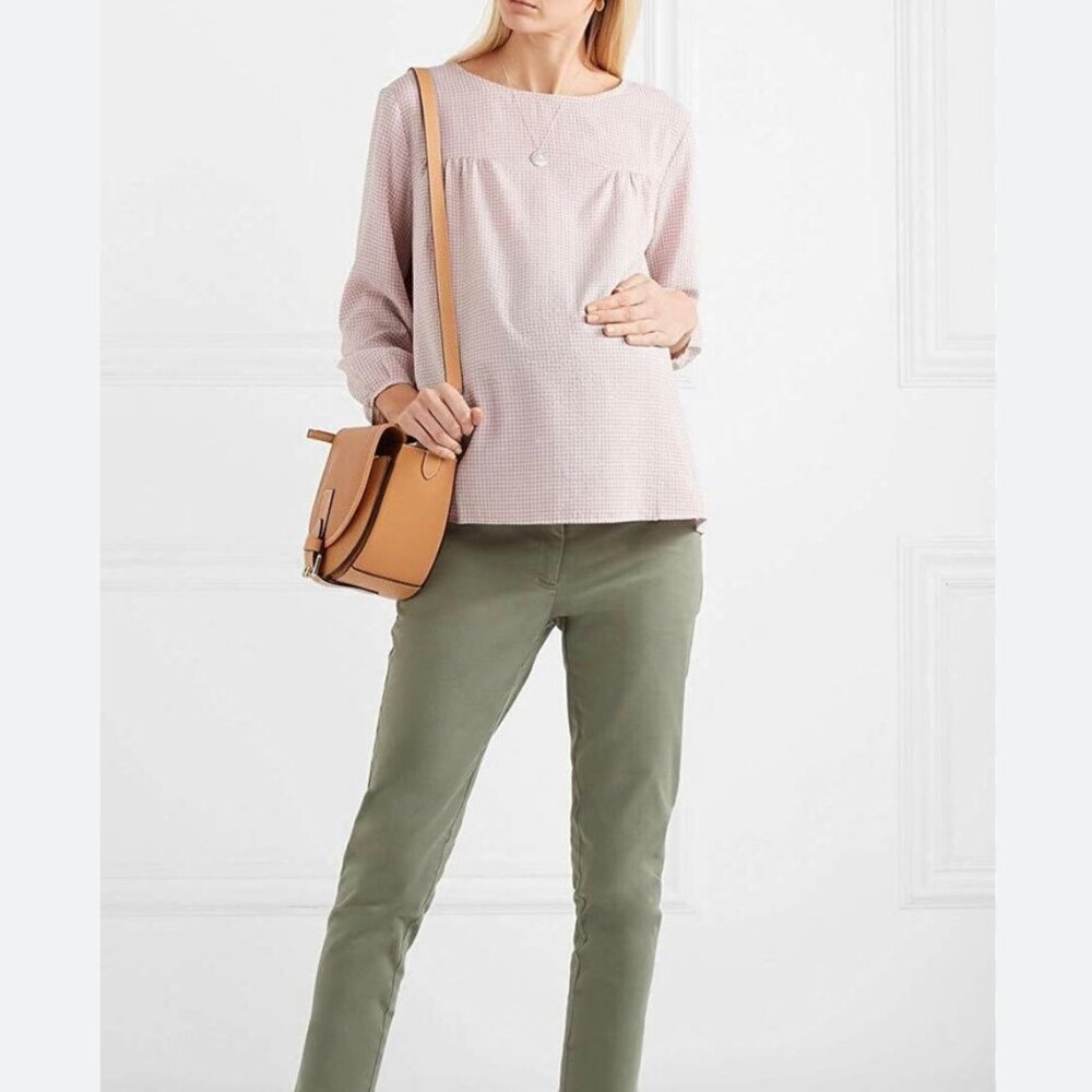 Hatch lilac gingham maternity top. Medium